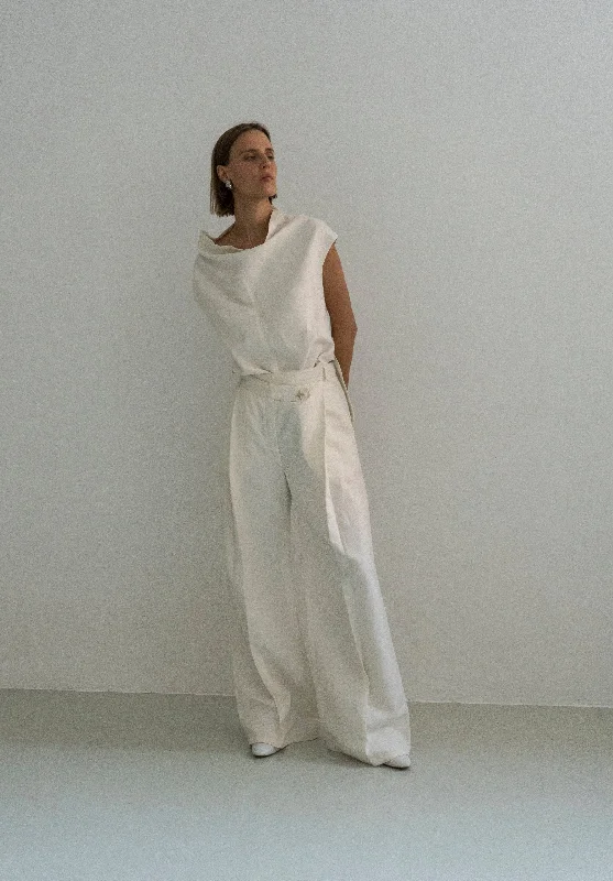 Lutsk Cream Wide Leg Trousers Trousers Evening Elegant