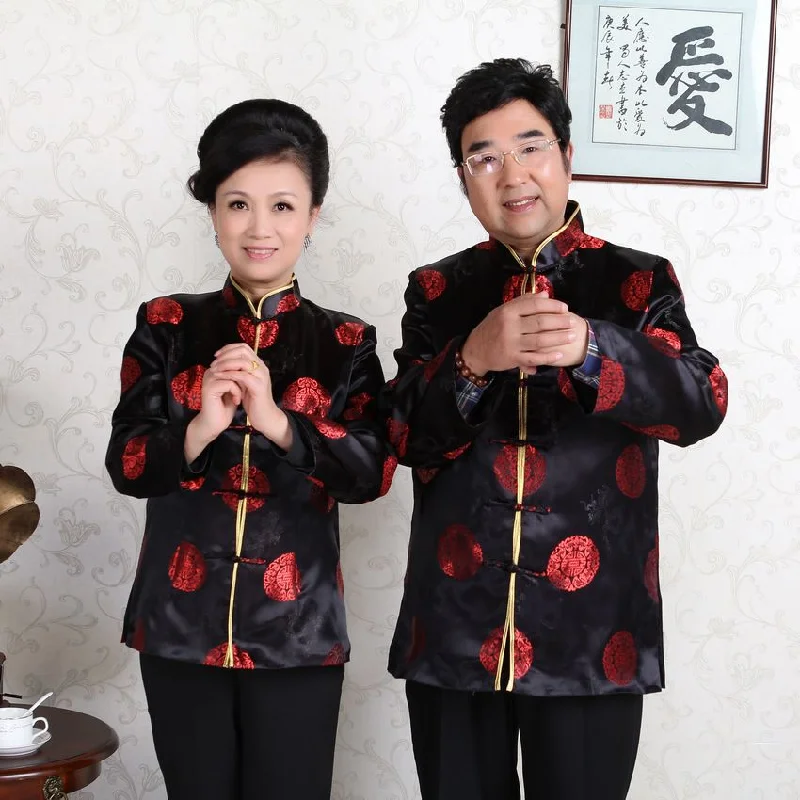 Brocade Matching Couple Jackets Chinese Festival Coats Belted Jacket Elasticated Jacket Padded Jacket Brocade Matching Couple Jackets Chinese Festival Coats Belted Jacket Elasticated Jacket Padded Jacket