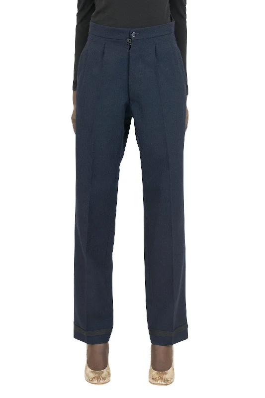 Maison Margiela Straight Leg Trouser in Navy Trousers Business Professional