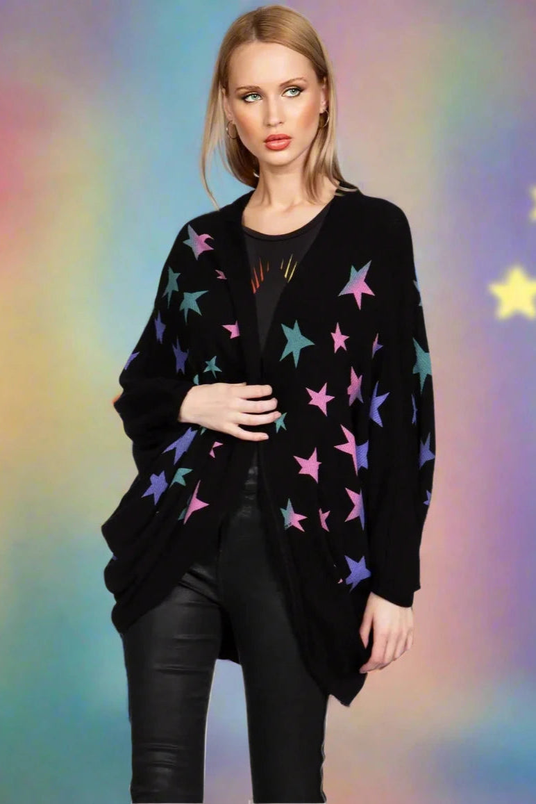 Lauren Moshi Isla Ombre Stars Wrap Cardigan Iron Safe Non-Iron Wrinkle Free