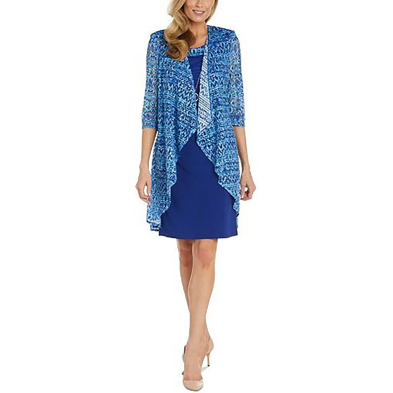 R&M Richards Womens Crochet Tie-Dye Open-Front Blazer Women's Advanced Suit