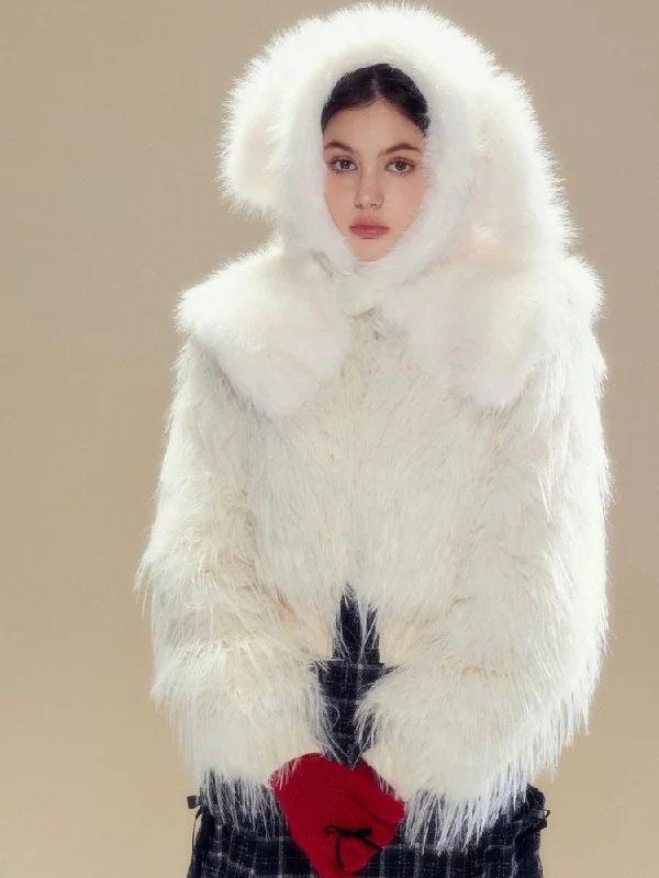 Reversible Warm Fur coat【s0000003631】 Tie-Waist Belted Drawstring