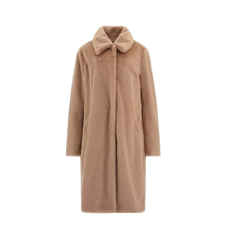 Guess Faux fur coat Hook-and-Loop Buckled Tied