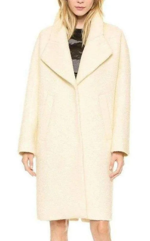 White Oversized Curly Coat Anorak Windbreaker Fleece