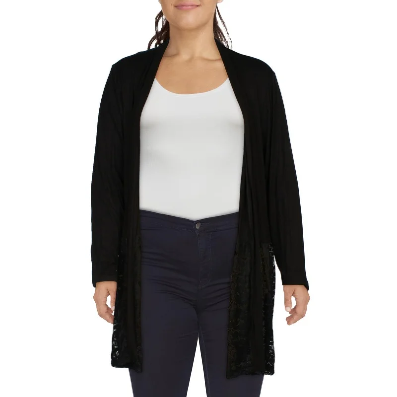 Coin 1804 Womens Plus Peplum Lace Open-Front Blazer Women's Designer Suit