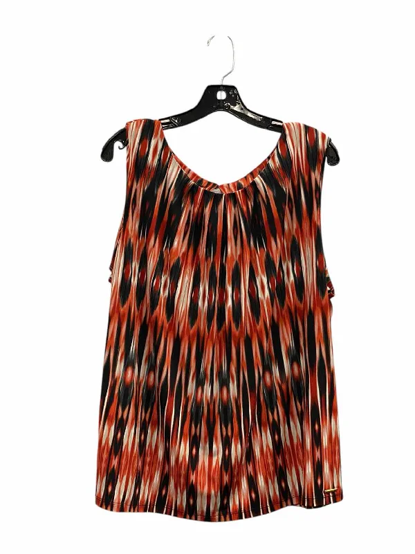 Calvin Klein Size 2X Red Gray/Black Print Tank Top cutout tank top
