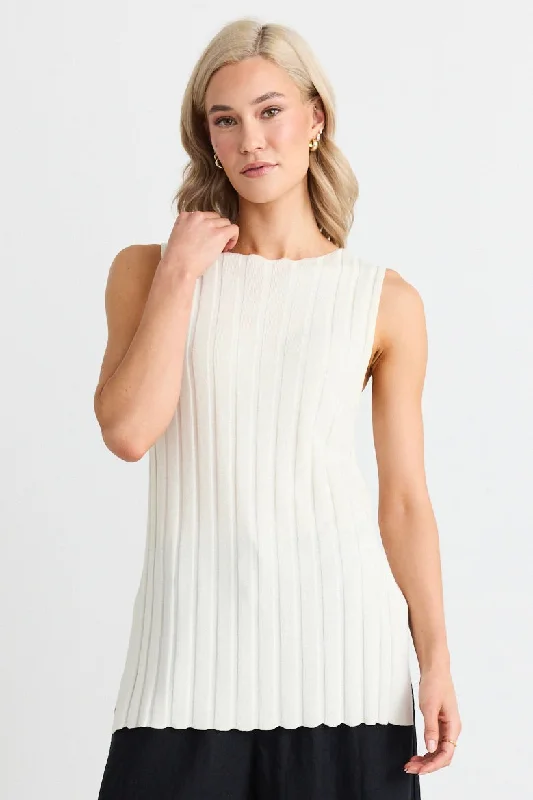 Woodstock Ivory Rib Knit Tank Top fashionable tank top