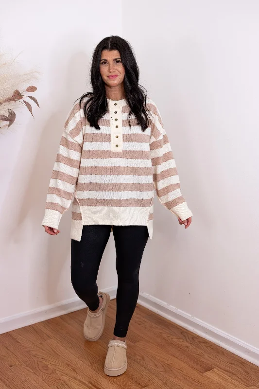 Comfy Perfection Taupe Striped Sweater Wool Sweater Cotton Sweater Cashmere Sweater