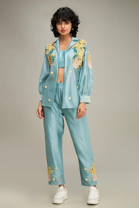 Zinnia Applique Co Ord Set With Jacket Knit Jacket Woven Jacket Fleece Jacket