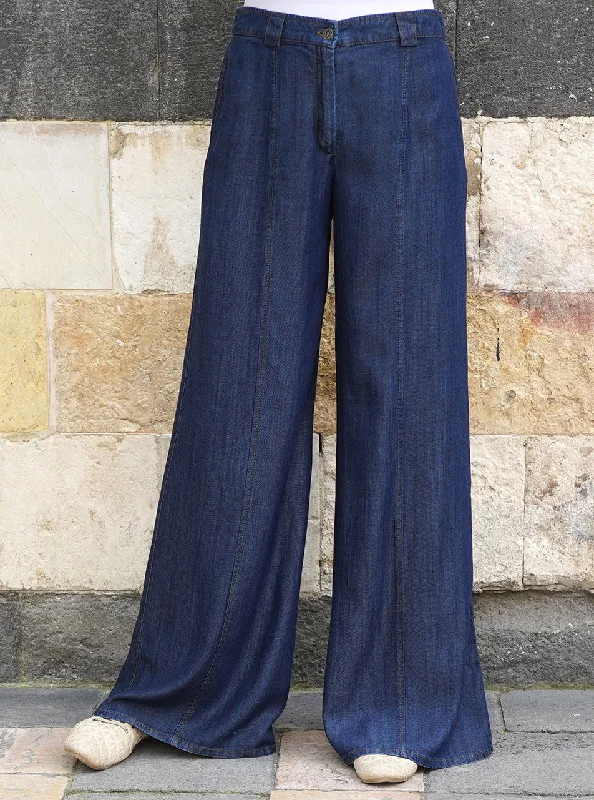 Lyocell Denim Flared Trousers Trousers Party Sparkling