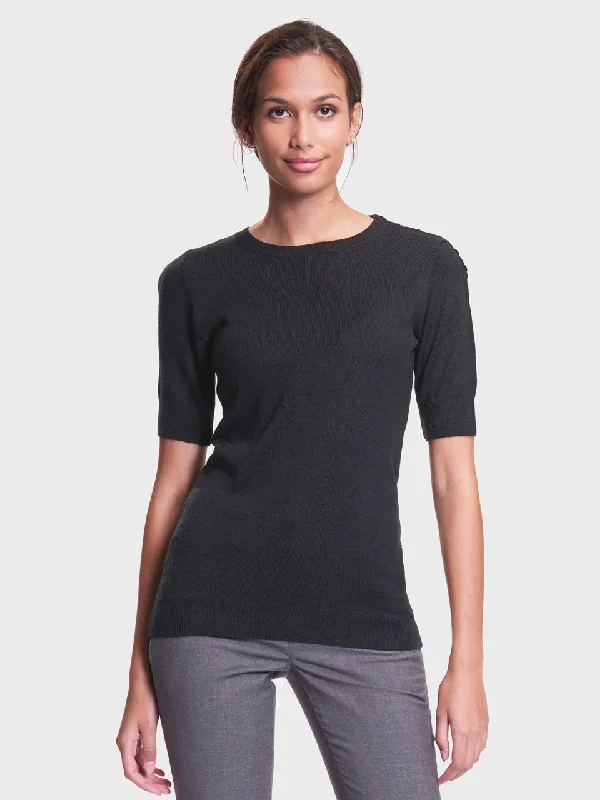 Ladies' Sloane Crewneck Sweater - Black Embroidered Appliqued Beaded