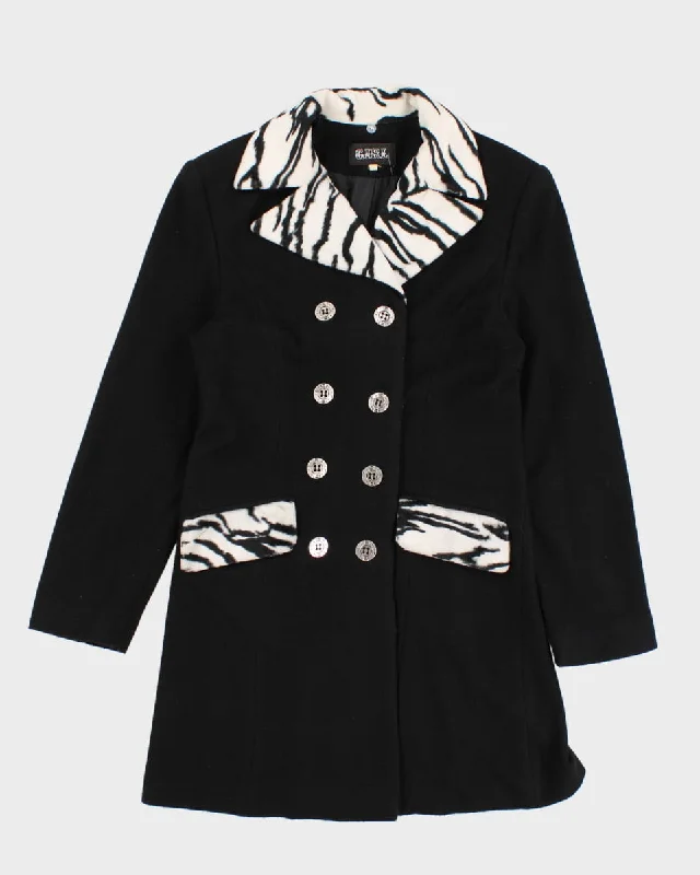 Vintage Girl Zebra Detailed Coat - M Welt Pockets Slit Pockets Flap Pockets