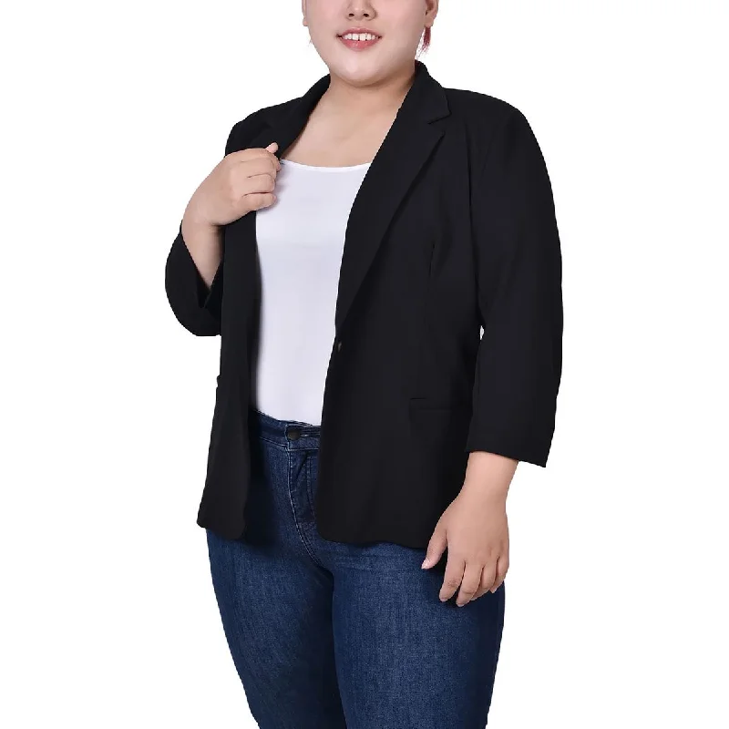NY Collection Womens Plus Work Wear Business One-Button Blazer New Women's Blazer