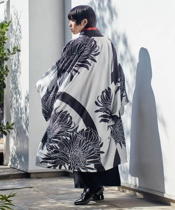 KAEI - Long Haori Cardigan Real Fur Shearling Chenille