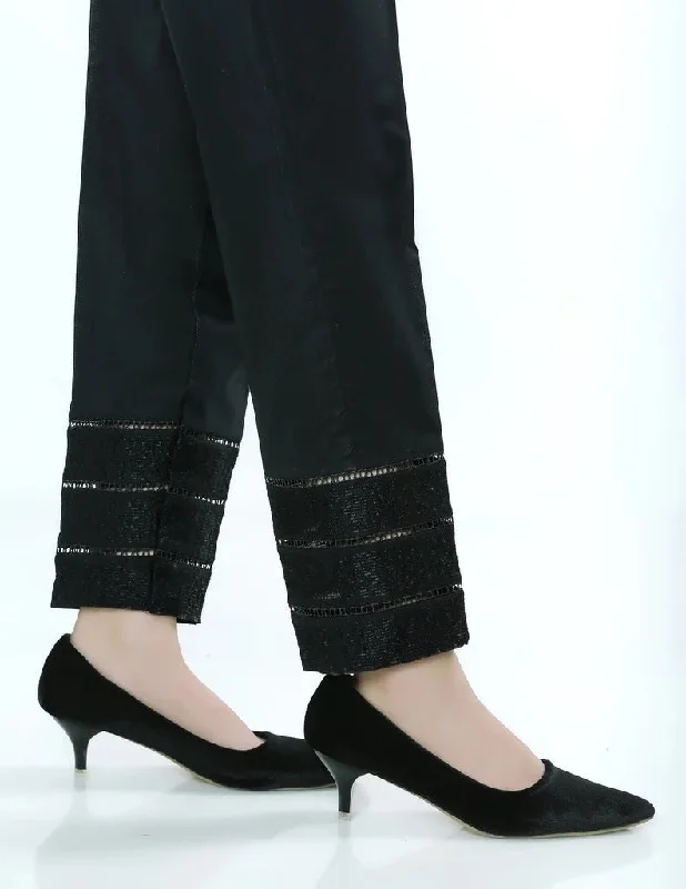 Lakhany 01 Piece Embroidered Stitched Trousers LSM-T-1624-Black Trousers Elastic Waist Soft