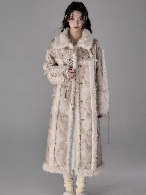 Lamb fur long coat【s0000005548】 Solid Print Jacquard