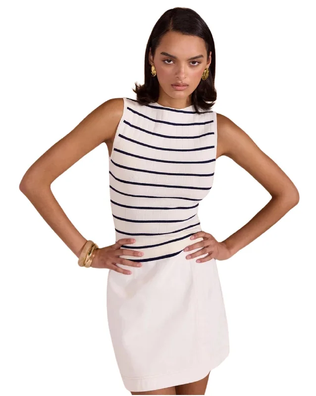 Womens Uma Stripe Knit Tank charcoal tank top