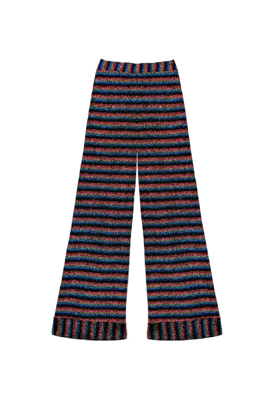 Poolside Flat Front Trousers  - Rainbow Shimmer Trousers High Rise Slim Fit