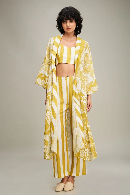 Ahyana Printed Co Ord Set With Jacket Satin Jacket Silk Jacket Chiffon Jacket