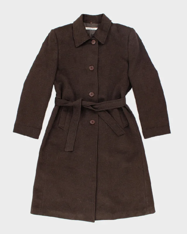 Vintage 90's Angelica L Lightweight Cashmere Blend Long Coat - M Boat Neck Jacket Square Neck Jacket One-Shoulder Jacket