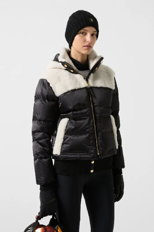 Dia Satin Shearling Down Ski Jacket Rayon Fabric Velvet Fabric Corduroy Fabric
