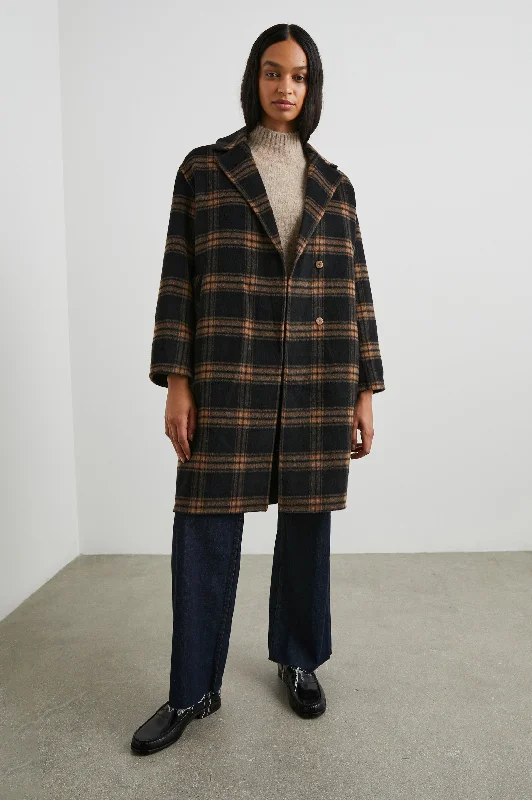 LORE COAT - CAMEL JET Asymmetrical Collar Hooded Zippered