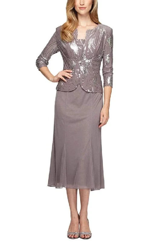 Alex Evenings - Sequined Two Piece Dress with Jacket 296267 Bomber Jacket Anorak Windbreaker