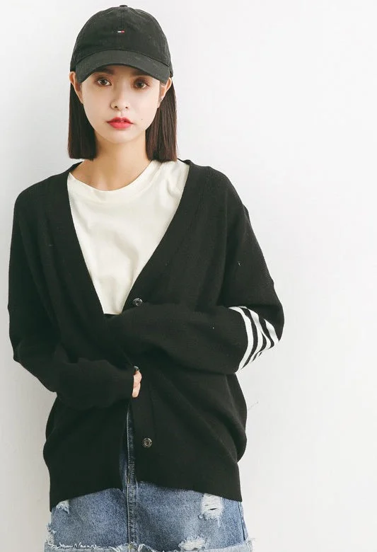 Oversized Cardigan W/ Stripe Faux Fur Fabric Real Fur Fabric Shearling Fabric
