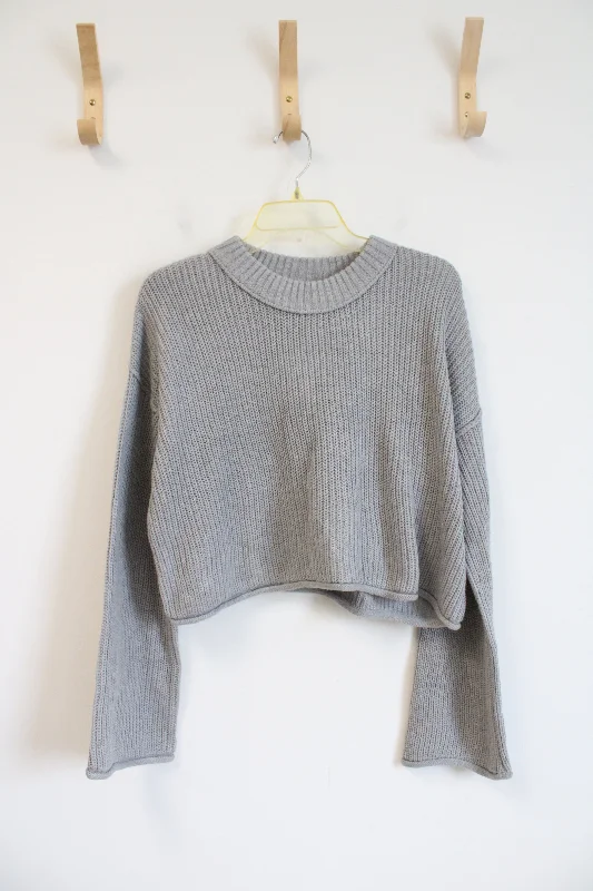 NEW Wild Fable Gray Cropped Sweater | L High Neck Crew Neck V-Neck