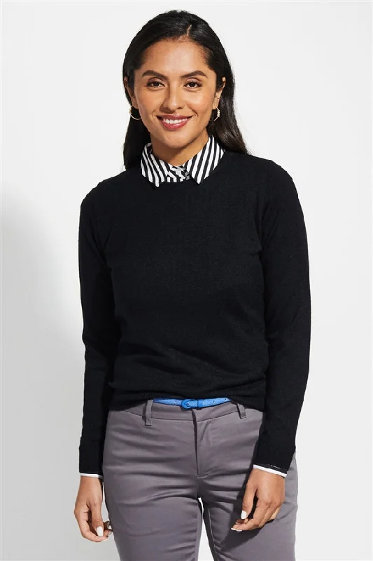 Ladies' Porter Crewneck Sweater - Black Anti-Pilling Anti-Shrink Durable