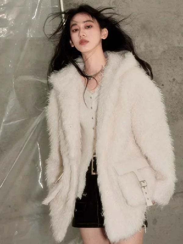 Salt and sweet soft fur coat【s0000004854】 Front Pockets Side Pockets Patch Pockets