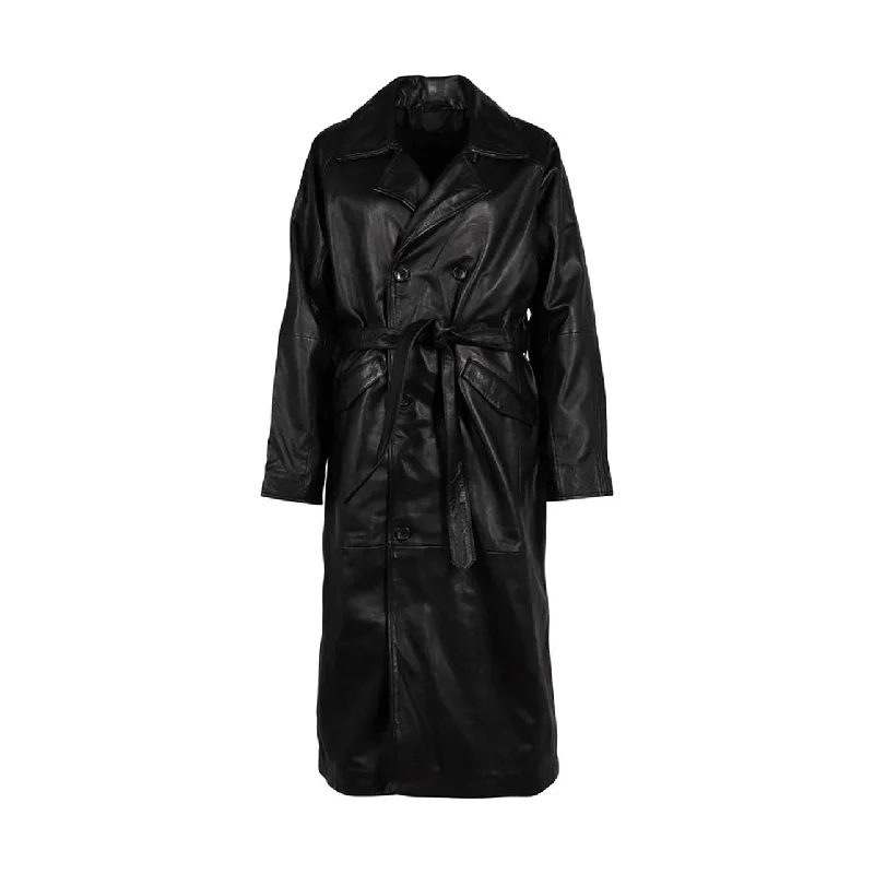 Mauritius Genuine Leather Trench Coat For Men and Women Stand-Up Roll-Neck Turtle