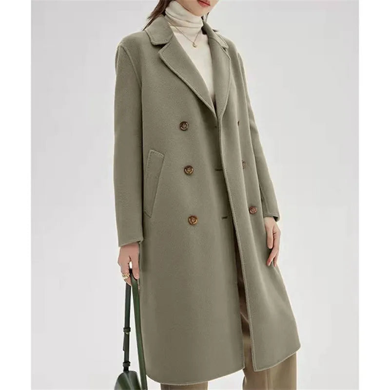 Olive Frost Cashmere Wool Womens Coat Quilted Jacket Anorak Windbreaker