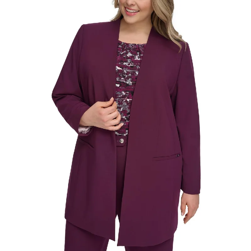 Calvin Klein Womens Plus    Topper Business Open-Front Blazer Women's Trendy Suit