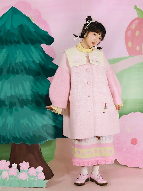 Dollhouse Embroidered Colorblocked Tweed Coat【s0000005691】 Herringbone Houndstooth Plaid