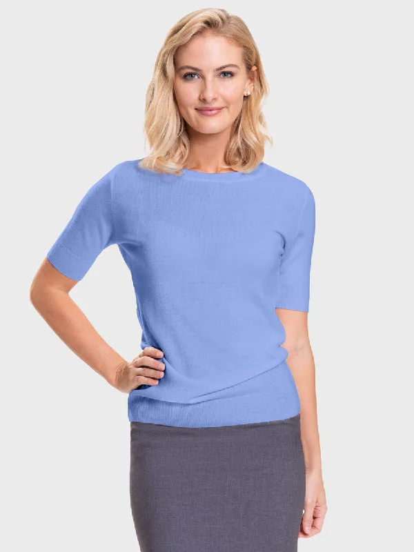 Ladies' Sloane Crewneck Sweater - Peri Blue Solid Print Embellished