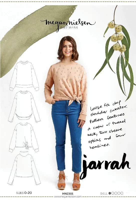 Jarrah Sweater - Sewing Pattern | Megan Nielsen Striped Floral Plaid