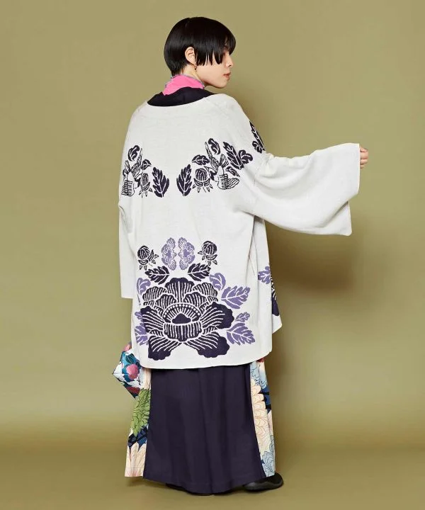 GOUNO HANA - Knit Haori Cardigan Boxy Cardigan Fitted Cardigan A-Line