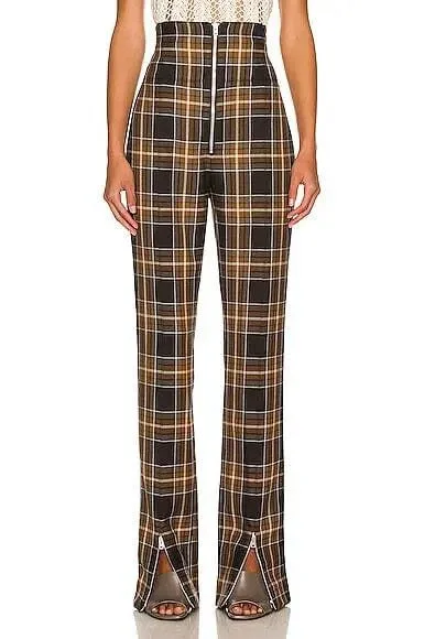 HIGH WAIST CHECKED BOXY TROUSERS Trousers luxurious premium