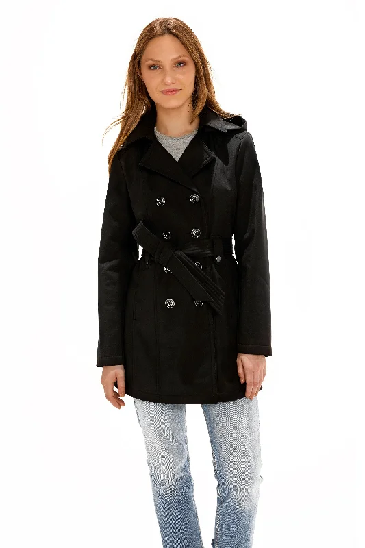 Sebby Collection Women's Softshell Trench Coat Boat Shawl Notched