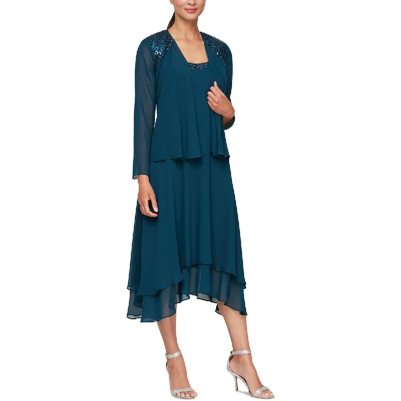 SLNY Womens Petites Sequined Shrug Open-Front Blazer Women's Pencil Blazer