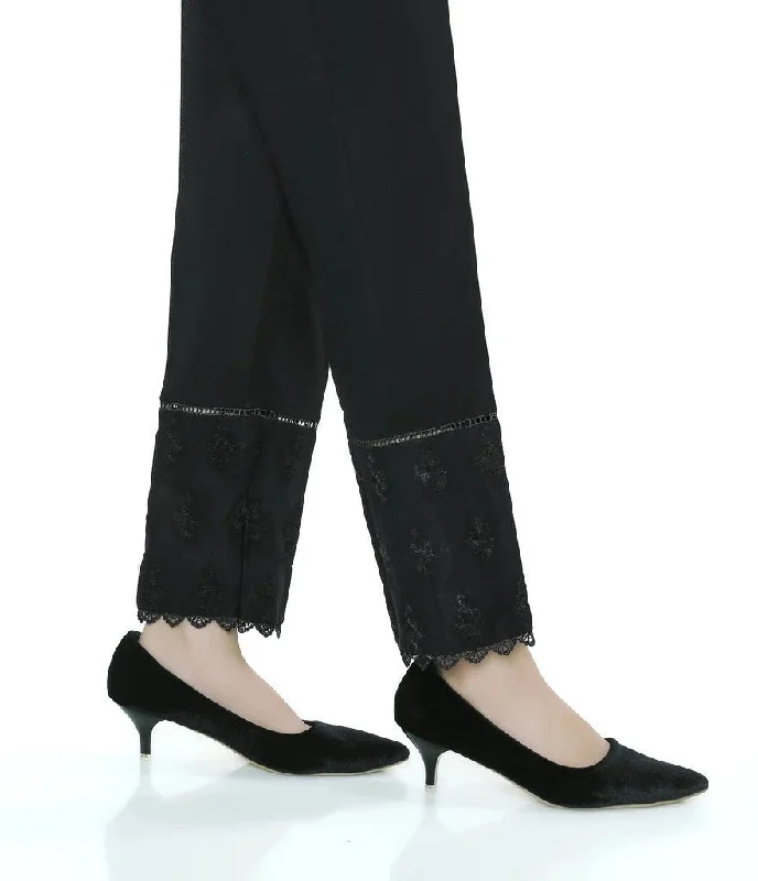 Lakhany 01 Piece Embroidered Stitched Trousers LSM-T-1623-Black High Waist Slim Fit Ankle Length
