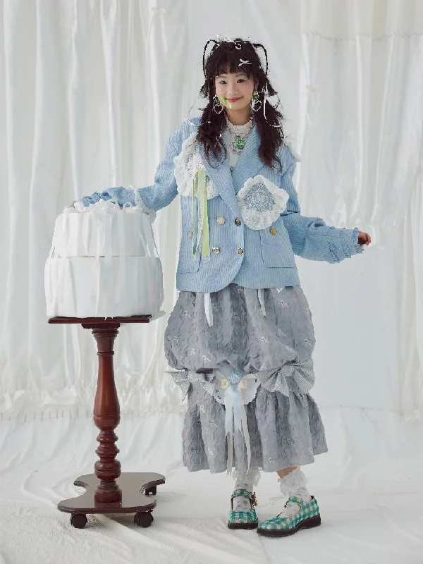 Wool blend large silhouette lace up long sleeve blazer【s0000004639】 Women's Vintage Suit