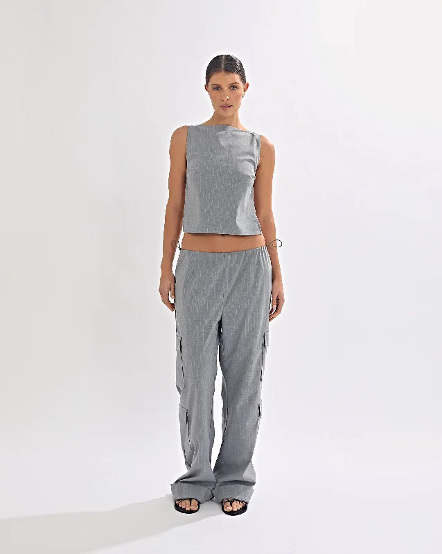 Celine Trousers Grey Stripe Trousers Prom Sequined
