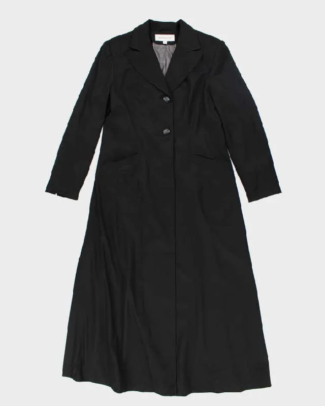Vintage 90s Jones New York Black Coat - L Lapel Coat Peter Pan Collar Coat Cowl Neck Coat