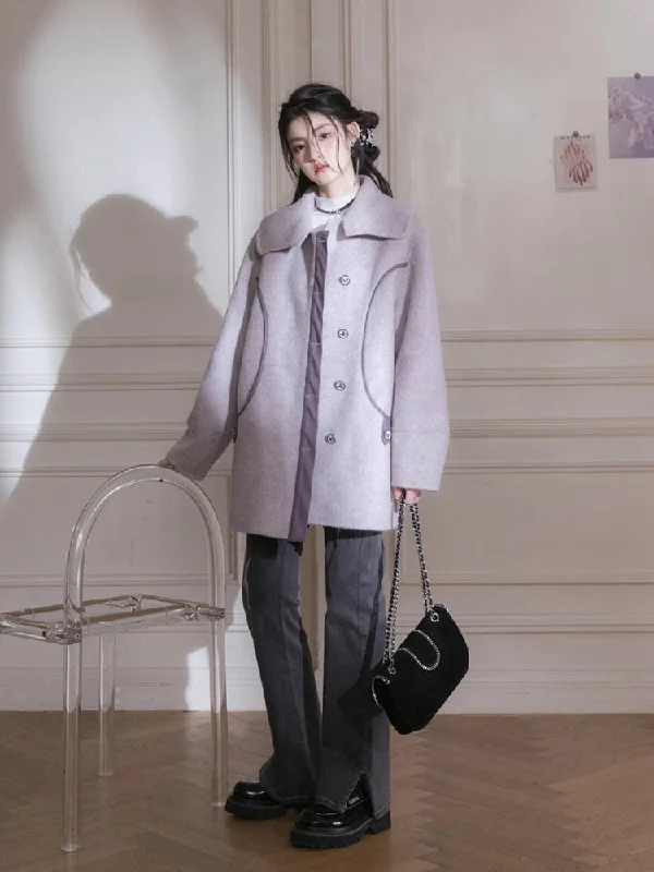 Night purple wool coat【s0000005788】 Vent Hem Cuff