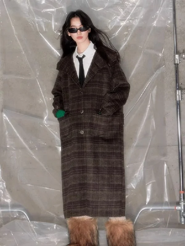 Plaid Hooded Reversible Tweed Coat【s0000005634】 Satin Silk Chiffon