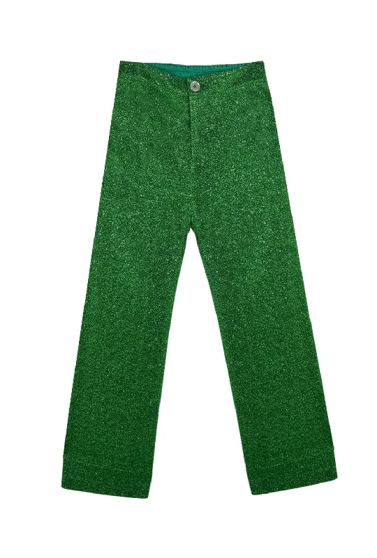 Sparkle Trousers - Green Trousers Leather Faux
