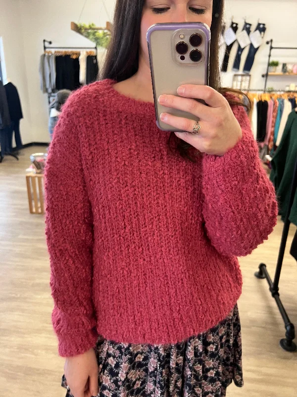Brushed Round Neck Sweater in Winter Rose Casual Formal Business