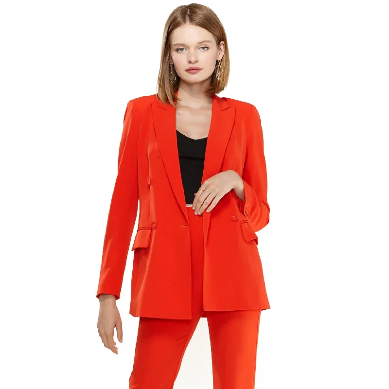 Women's Double Breasted Blazer In Poppy Red Women's Elegant Suit